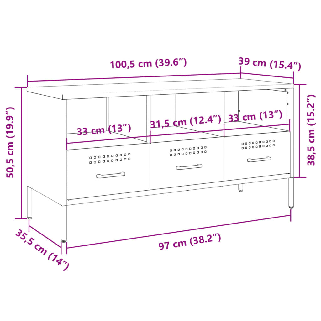 vidaXL naktsskapītis dzeltens 100,5x39x50,5 cm auksti velmēts tērauds