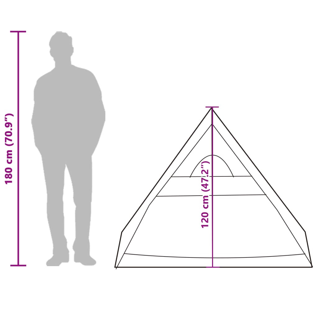 vidaXL kempinga telts A forma 2 personām, pelēka, ūdensizturīga