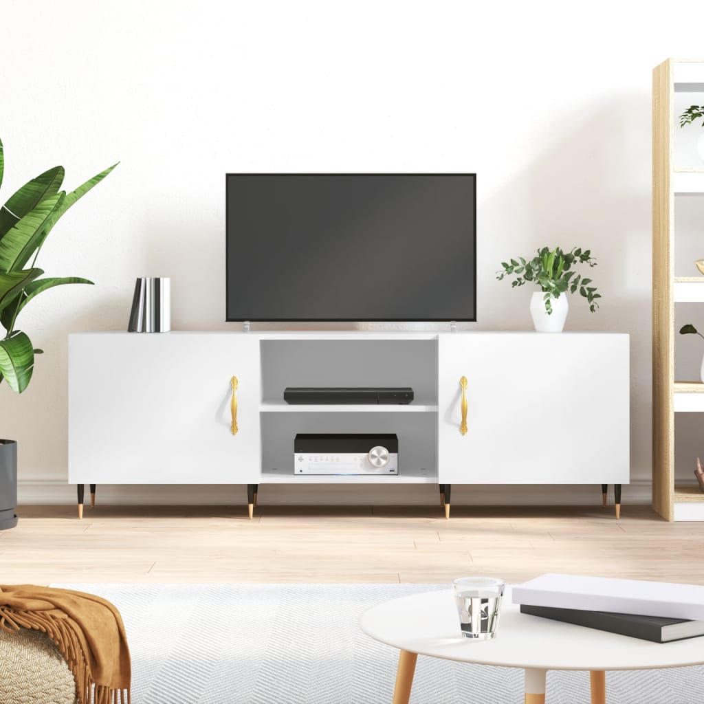 vidaXL TV skapītis, spīdīgi balts, 150x30x50 cm, inženierijas koks