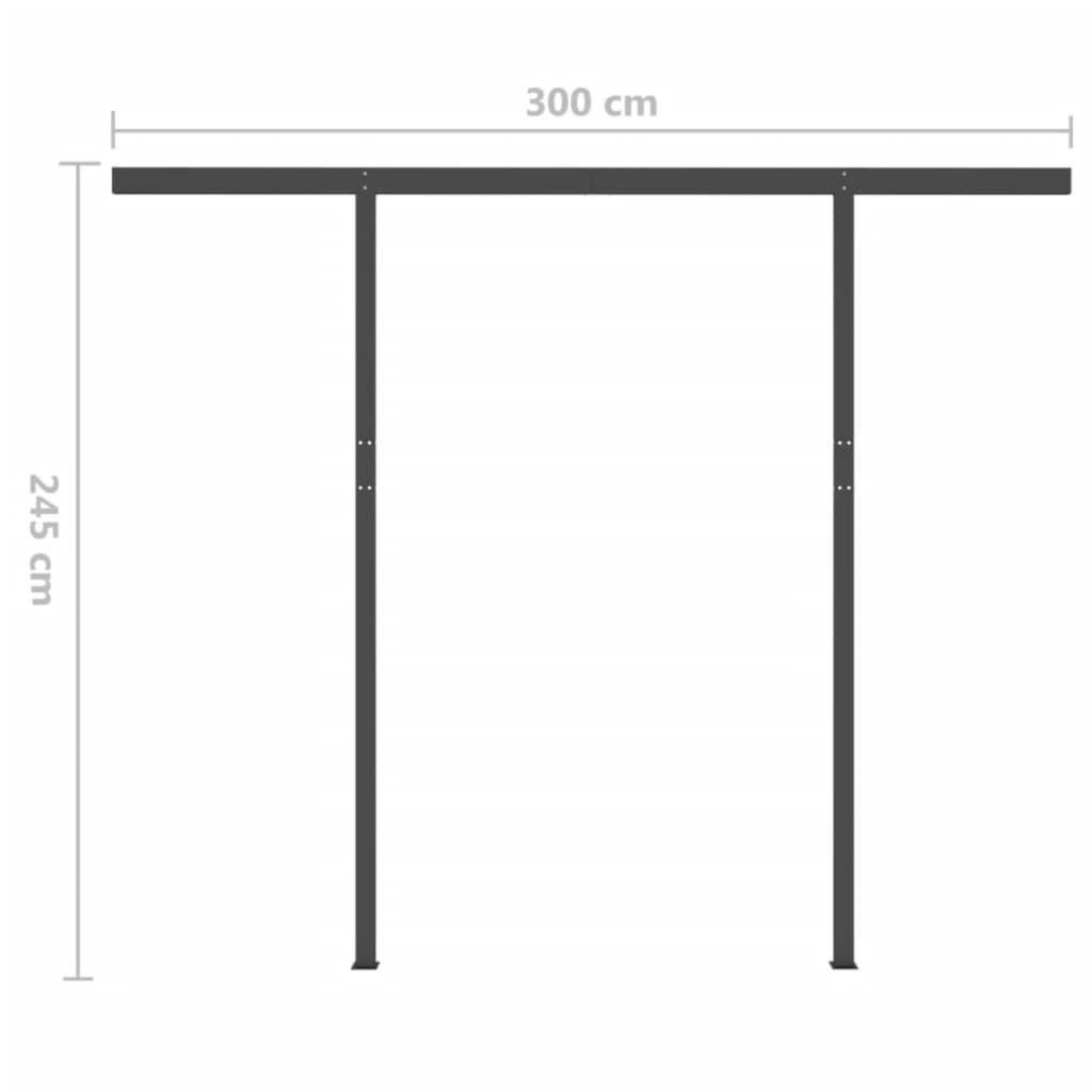 vidaXL izvelkama markīze ar stabiem, 3,5x2,5 m, manuāla, zili balta