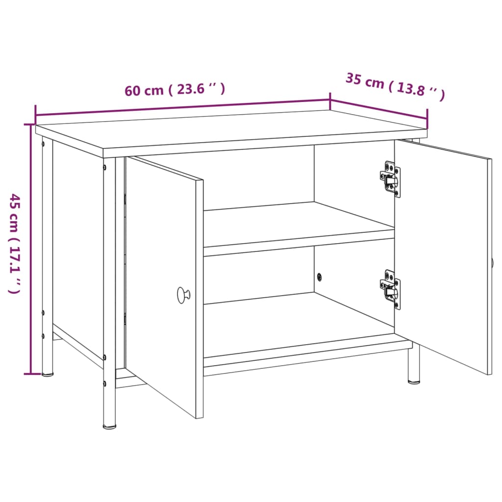 vidaXL TV skapītis ar durvīm, 60x35x45 cm, inženierijas koks, melns