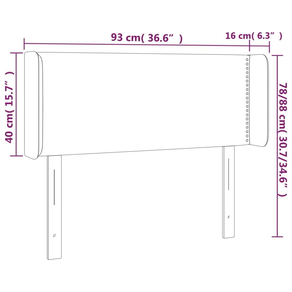 vidaXL gultas galvgalis ar LED, 93x16x78/88 cm, gaiši pelēks audums