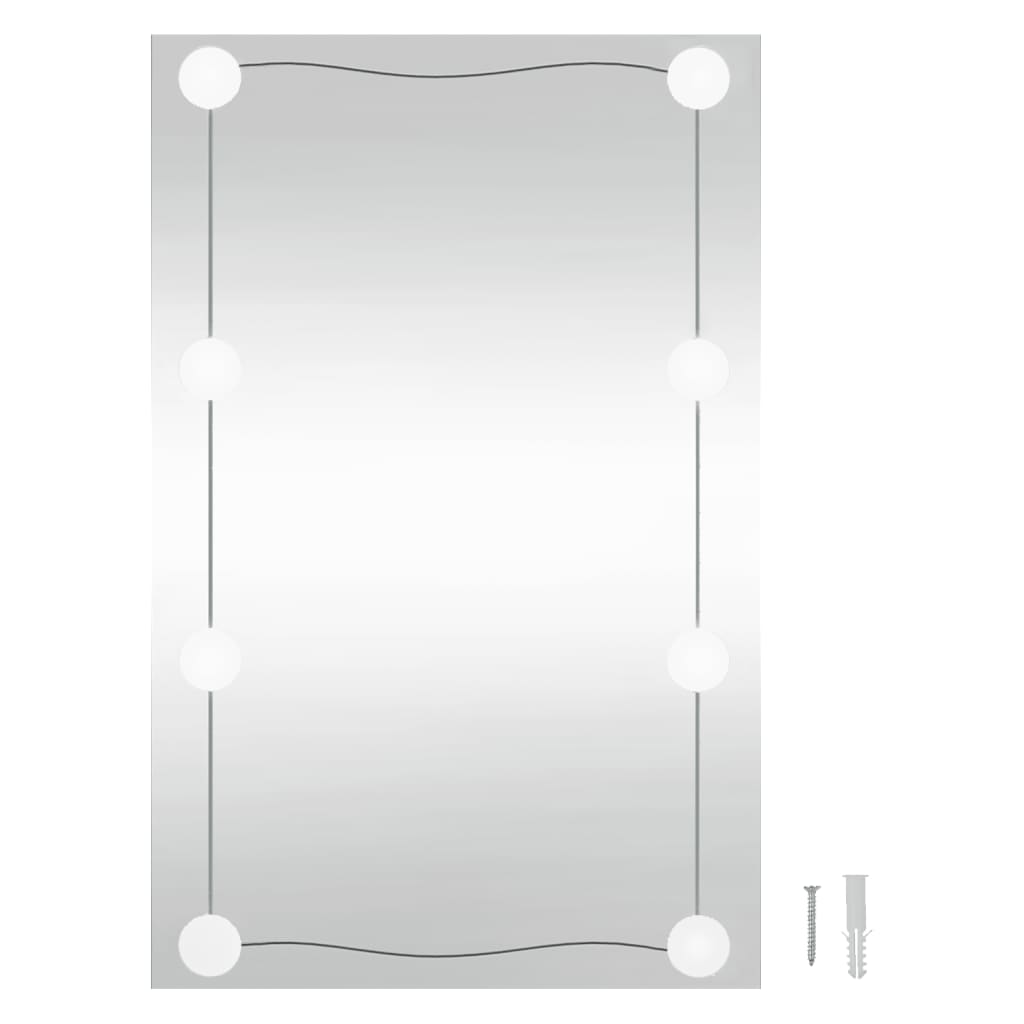 vidaXL sienas spogulis ar LED gaismām, 50x80 cm, stikls, taisnstūra