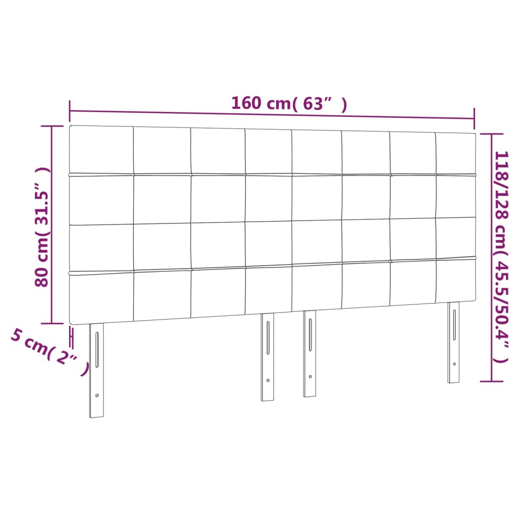 vidaXL gultas galvgalis ar LED, 160x5x118/128 cm, pelēkbrūns audums