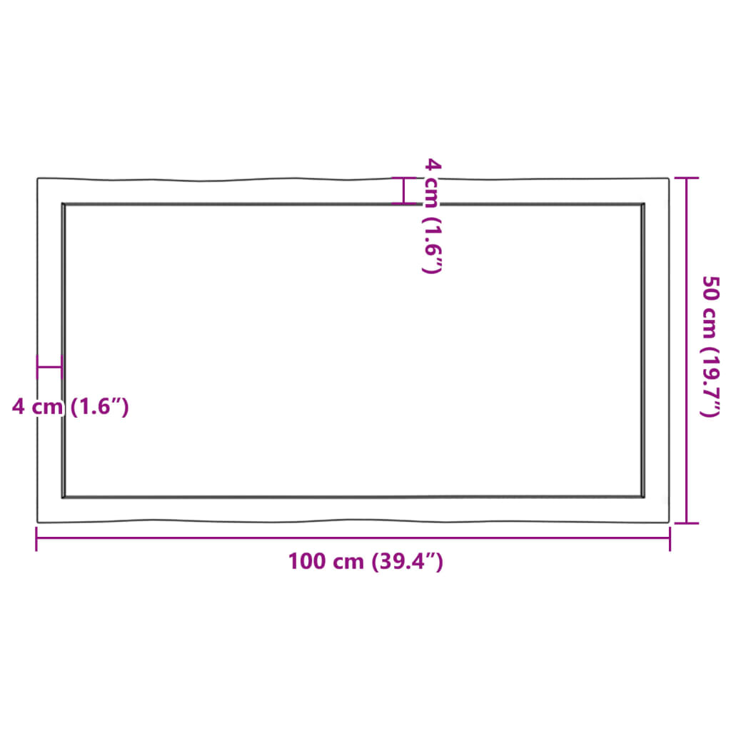 vidaXL galda virsma, gaiši brūna, 100x50x(2-4)cm, ozola masīvkoks