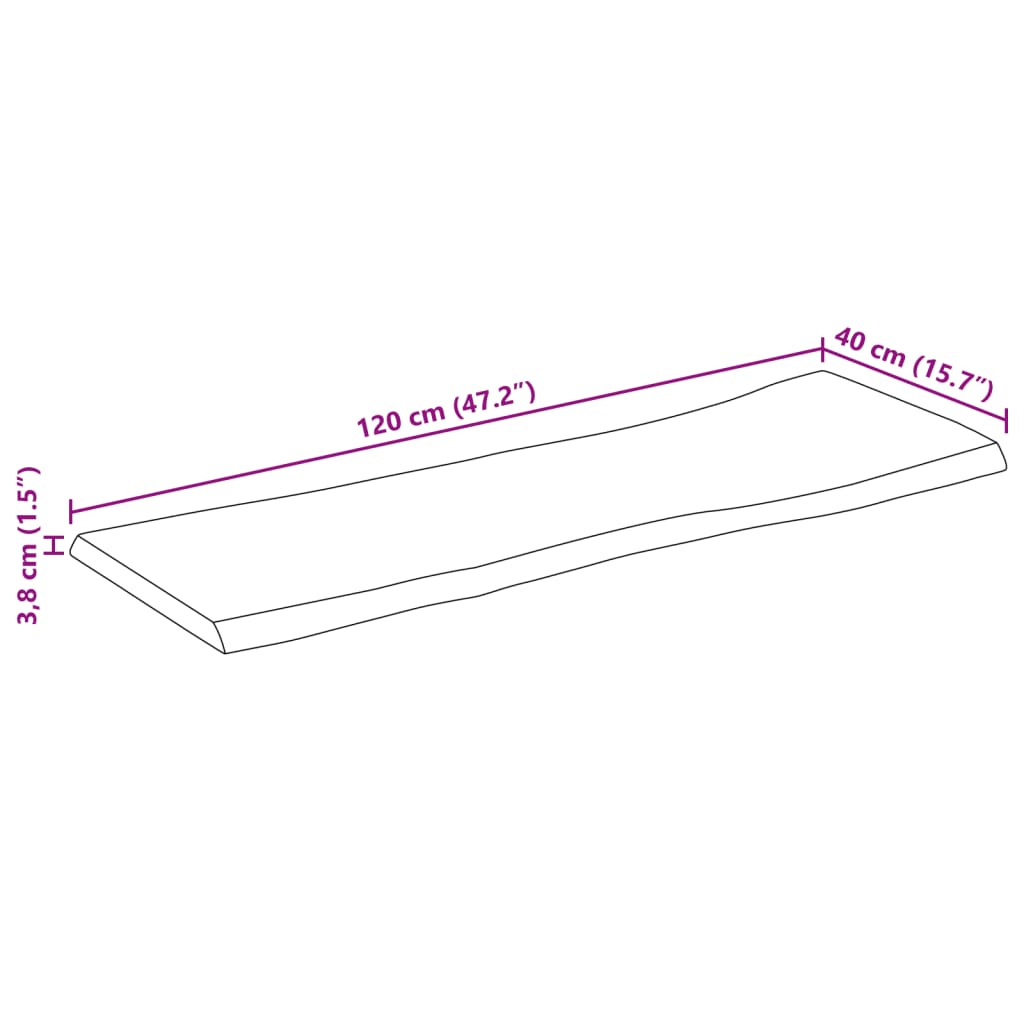 vidaXL galda virsma, 120x40x3,8 cm, mango masīvkoks