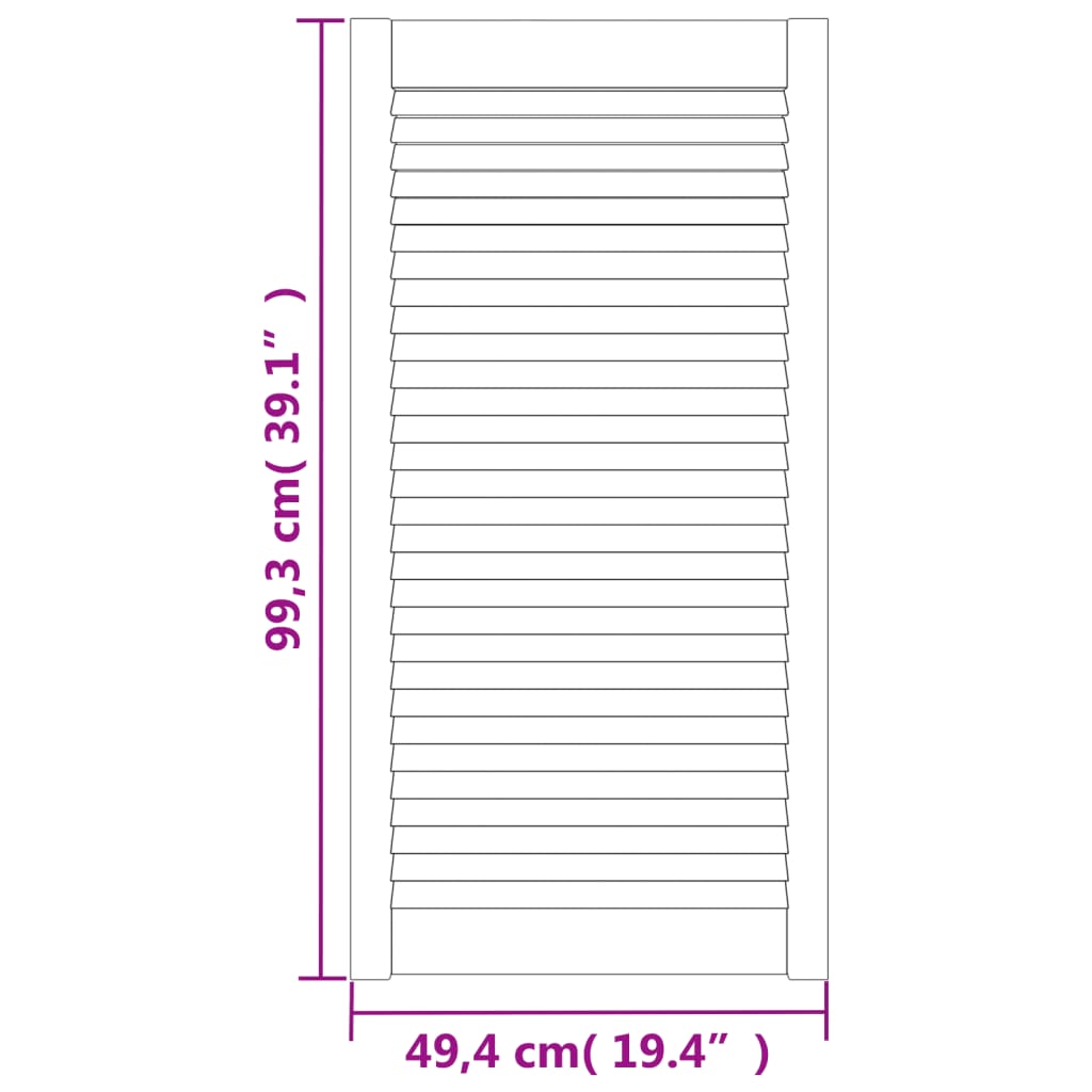 vidaXL skapja durvis, žalūziju dizains, 2 gab., 99,3x49,4 cm, priede