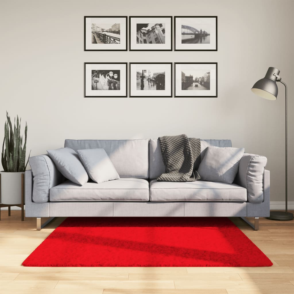 vidaXL paklājs OVIEDO, īsa spalva, sarkans, 120x120 cm