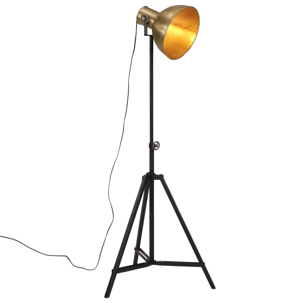 vidaXL grīdas lampa, 25 W, antīka misiņa krāsa, 61x61x90/150 cm, E27