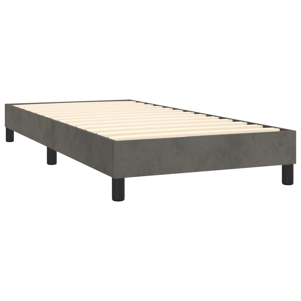 vidaXL atsperu gulta ar matraci, LED, tumši pelēks samts, 90x190 cm