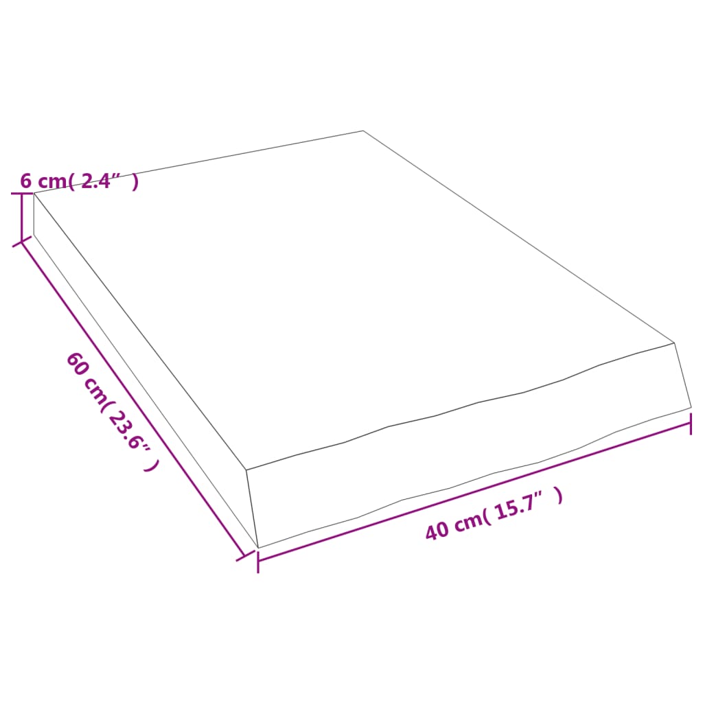 vidaXL vannasistabas virsma, 40x60x(2-6) cm , neapstrādāts masīvkoks