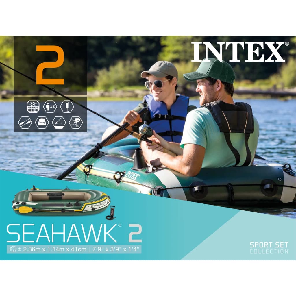Intex piepūšamā laiva Seahawk 2, ar airiem un pumpi, 68347NP
