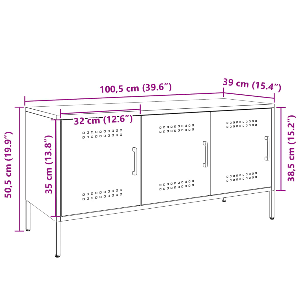 vidaXL TV skapītis, 100,5x39x50,5 cm, tērauds, rozā