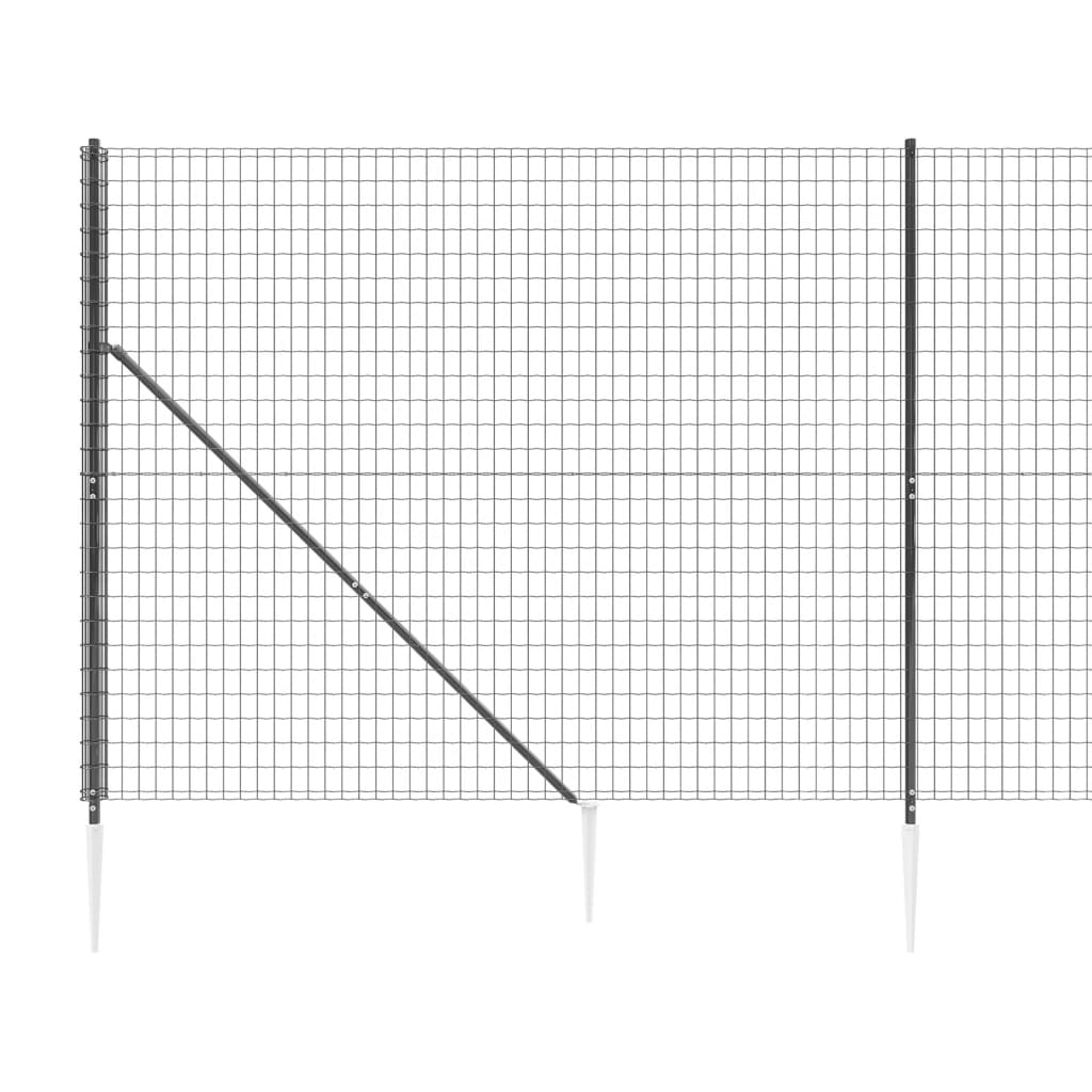 vidaXL stiepļu žogs ar zemes mietiņiem, antracītpelēks, 1,8x10 m