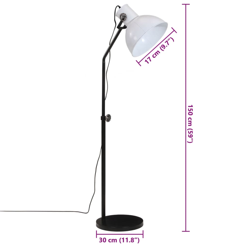 vidaXL grīdas lampa, 25 W, balta, 30x30x90-150 cm, E27