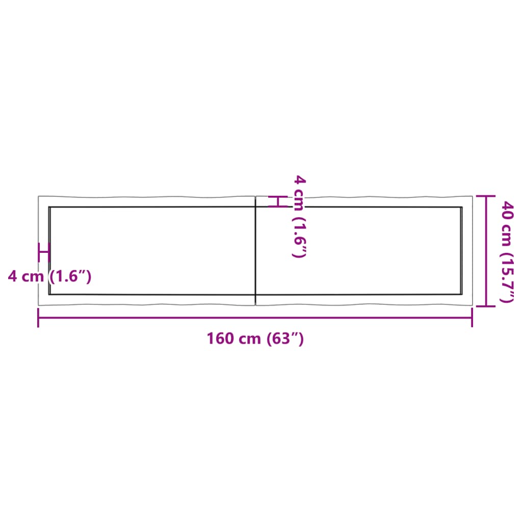 vidaXL galda virsma, 160x40x(2-4) cm, masīvkoks, dabīgas formas mala