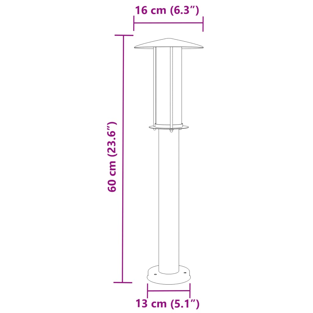 vidaXL āra zemes lampa, melnas, 60 cm, nerūsējošs tērauds