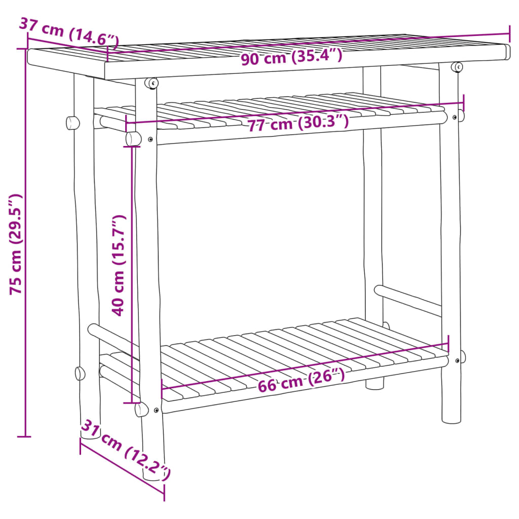 vidaXL konsoles galdiņš, 90x37x75 cm, bambuss