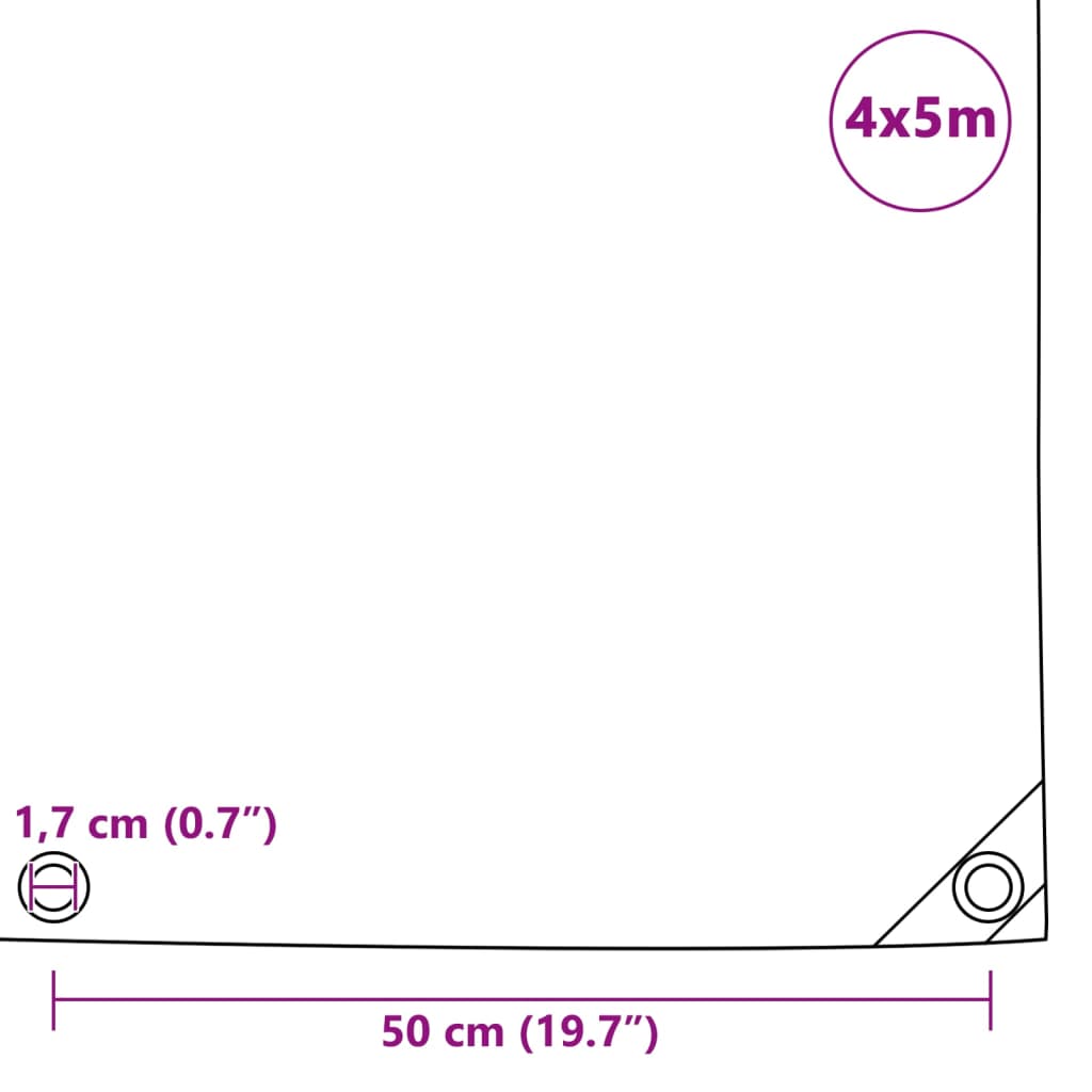 vidaXL brezenta pārklājs, tents, 650 g/m², 4x5 m, melns