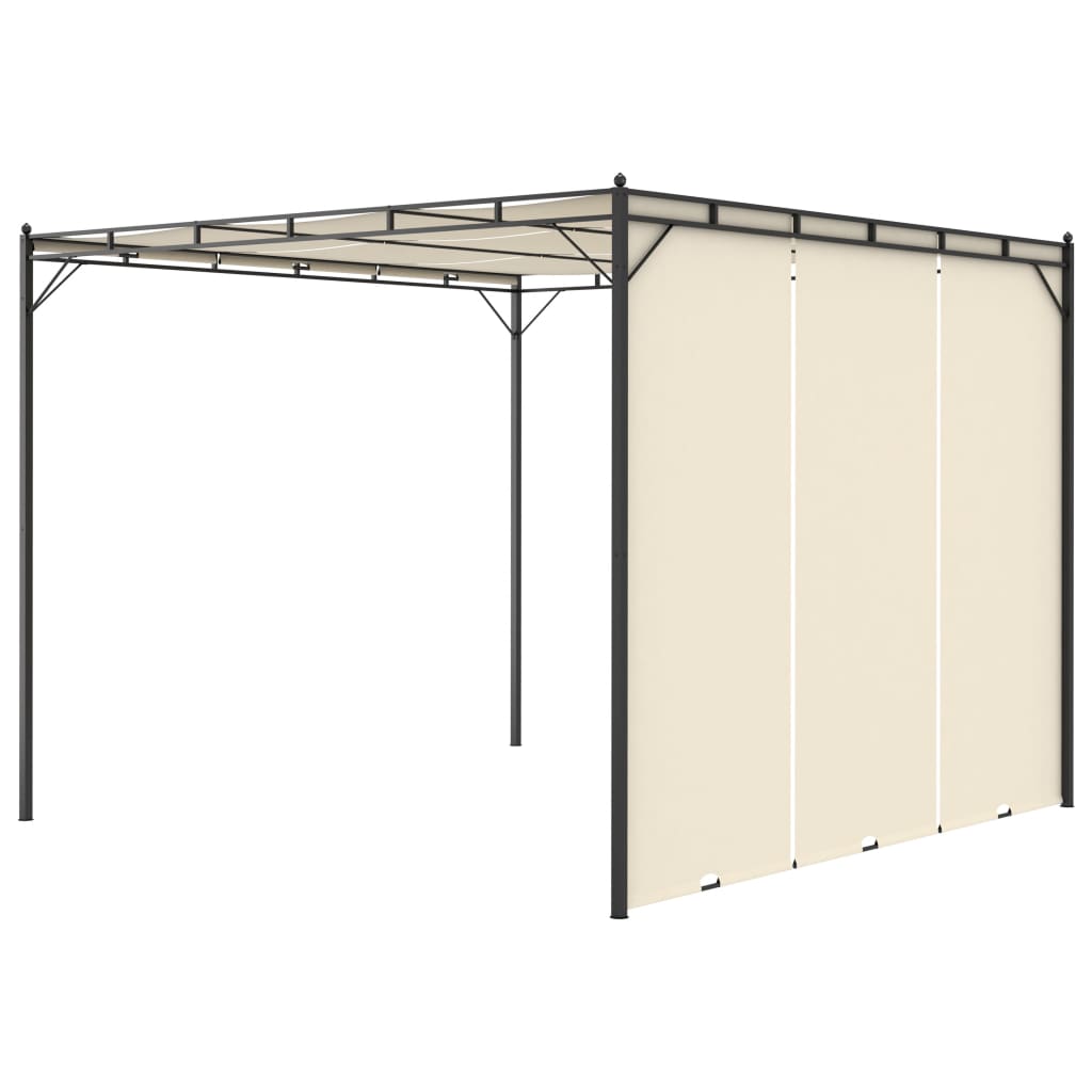 vidaXL dārza nojume ar sānu aizkariem, 3x3x2,25 m, krēmkrāsas