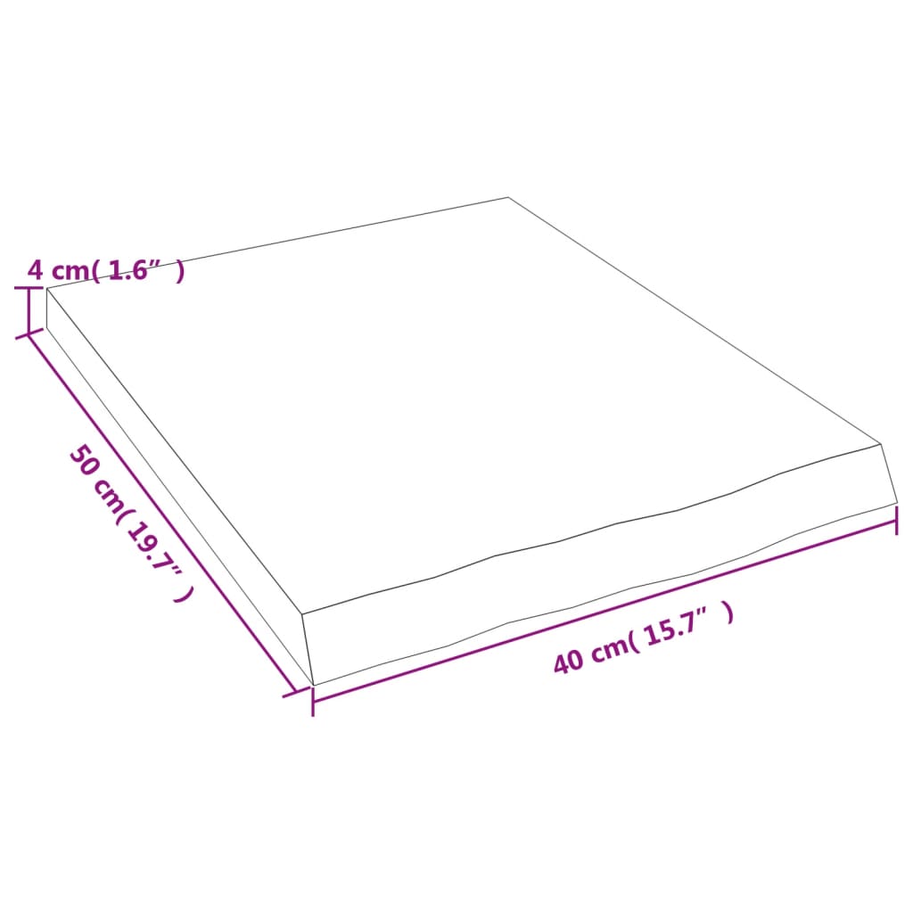 vidaXL sienas plaukts, 40x50x(2-4) cm, neapstrādāts ozola masīvkoks