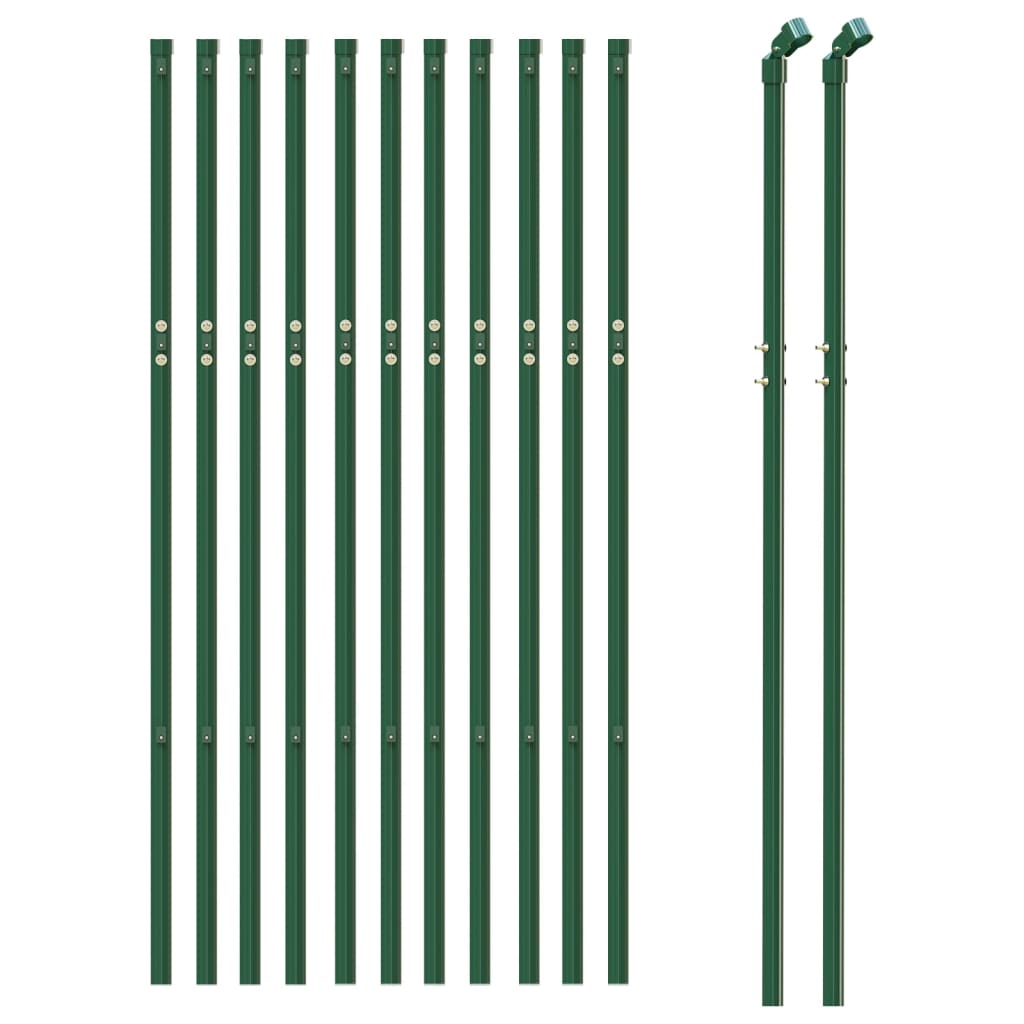 vidaXL stiepļu žogs, zaļš, 1x25 m, cinkots tērauds