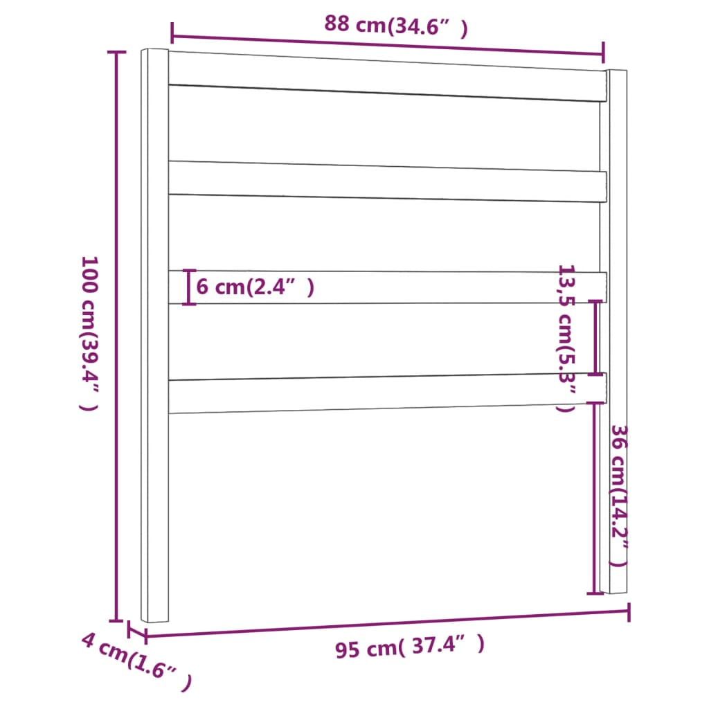 vidaXL gultas galvgalis, medus brūns, 95x4x100 cm, priedes masīvkoks