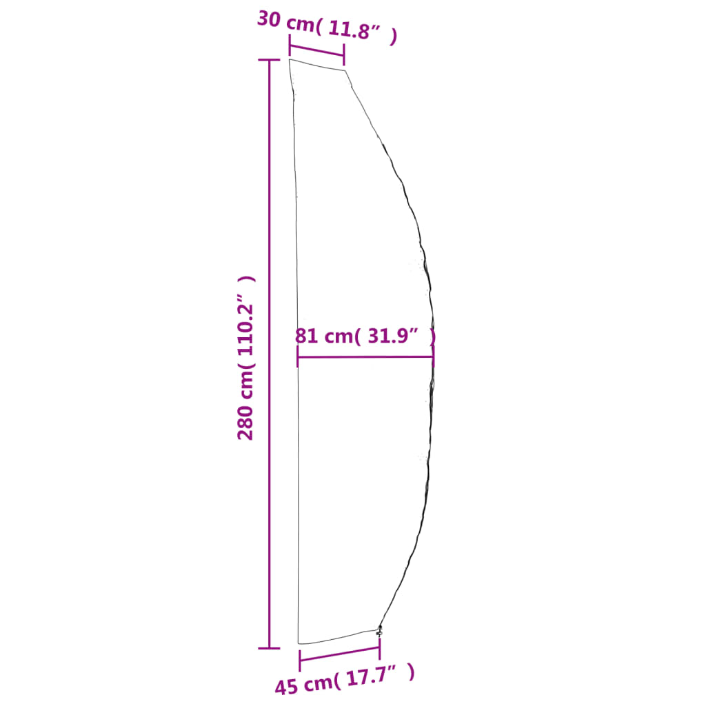 vidaXL dārza lietussarga pārsegs, melns, 280x30/81/45 cm, 420D audums