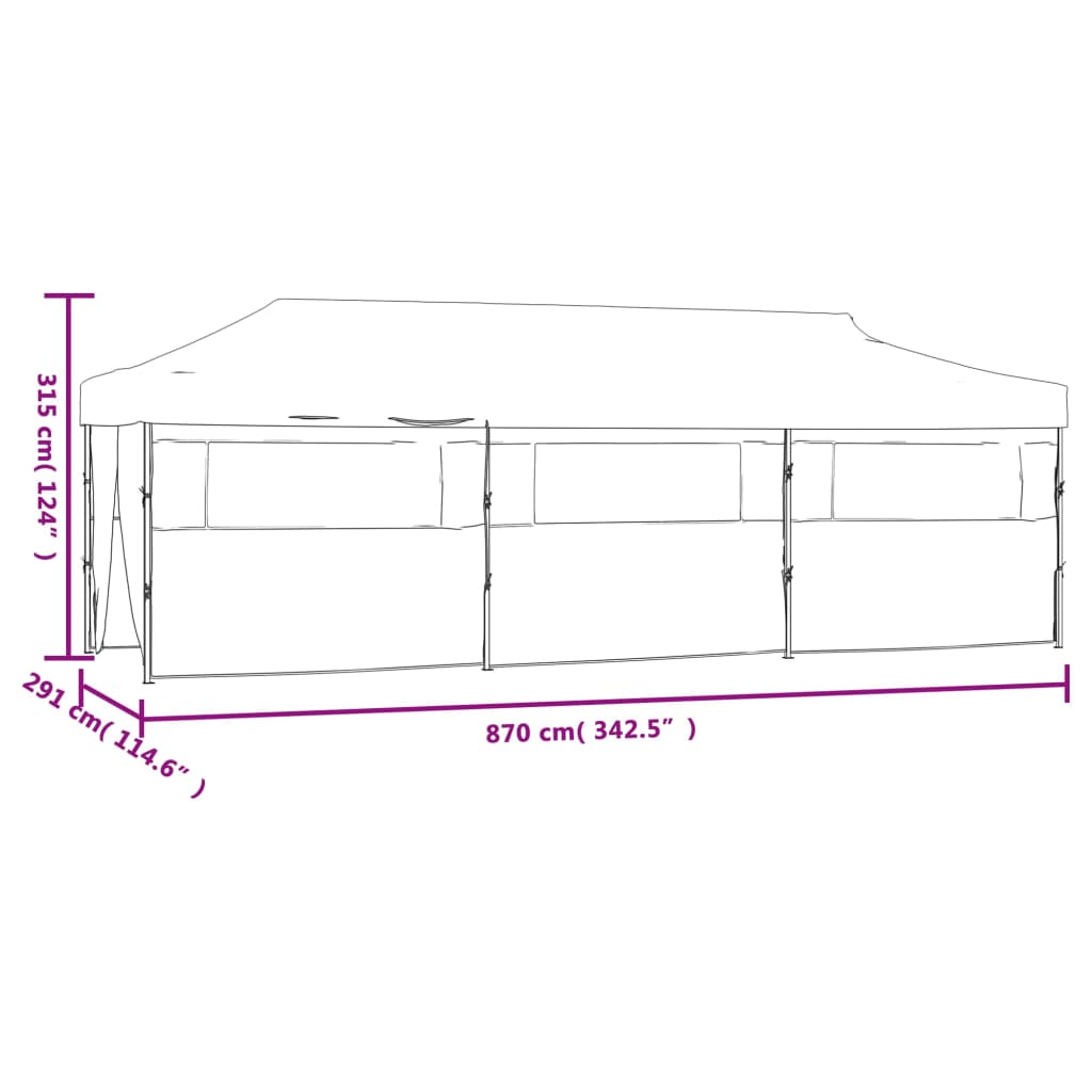 vidaXL saliekama nojume ar 8 sānu sienām, 3x9 m, zila