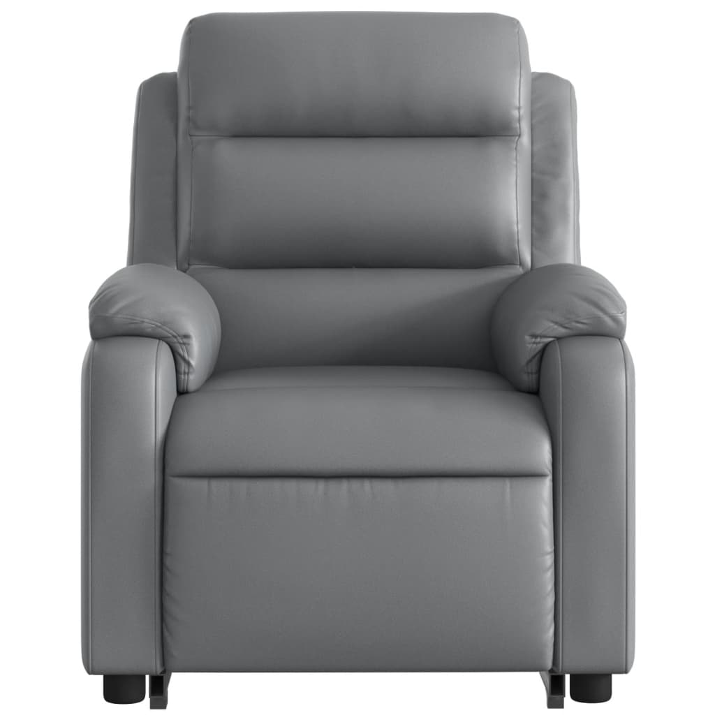 vidaXL atpūtas krēsls, paceļams, atgāžams, pelēka mākslīgā āda