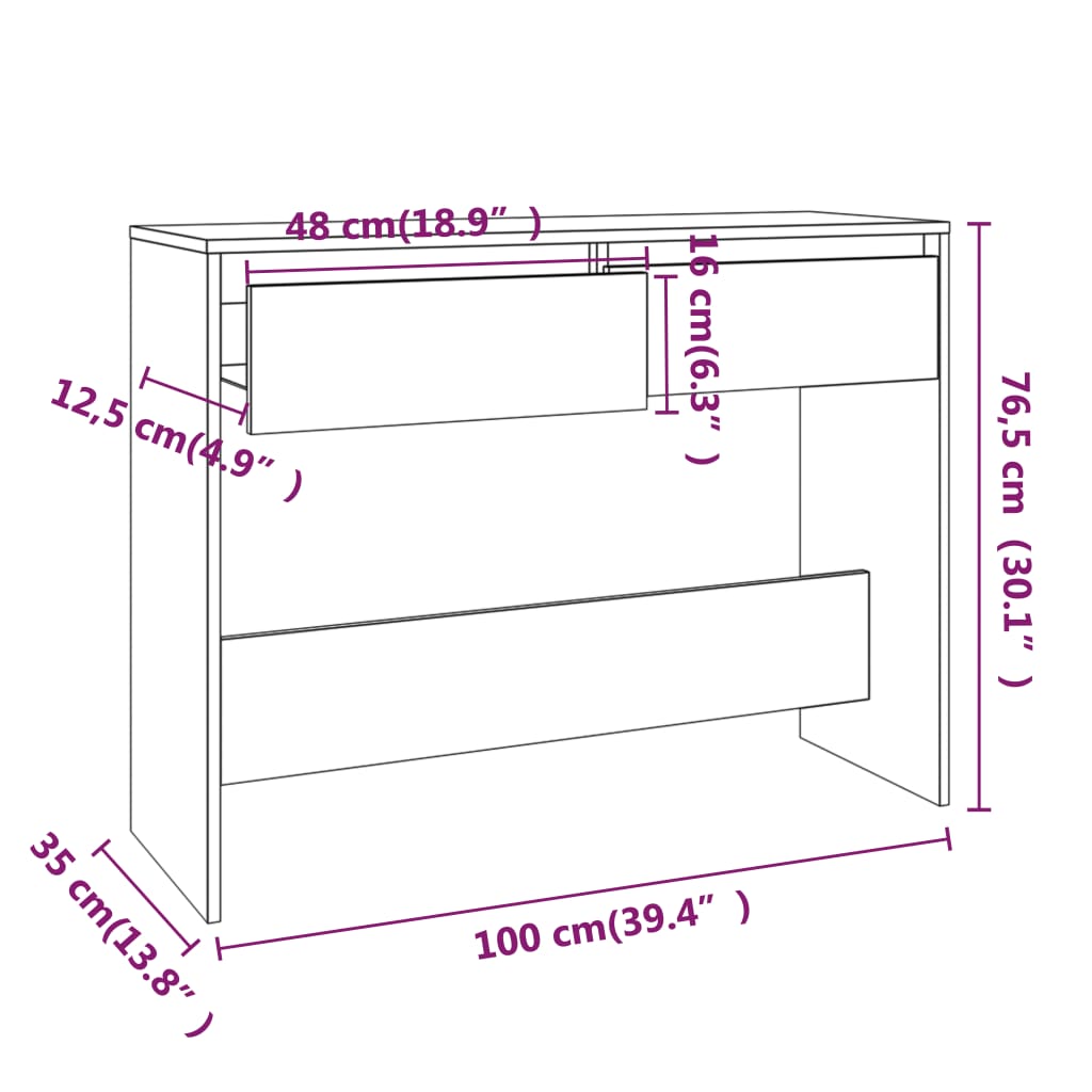 vidaXL kafijas galdiņš, betona pelēks, 100x35x76,5 cm
