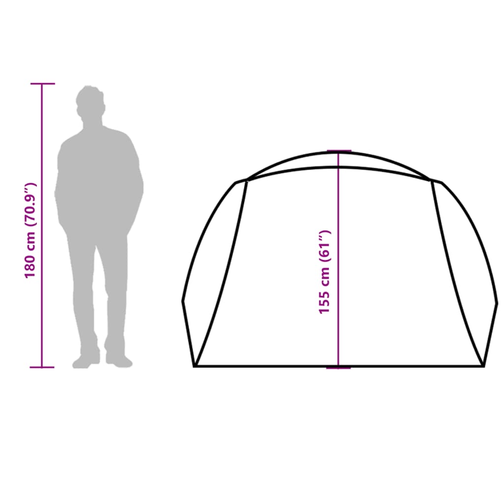 vidaXL kempinga telts ar lieveni 4 personām, zaļa, ūdensnecaurlaidīga