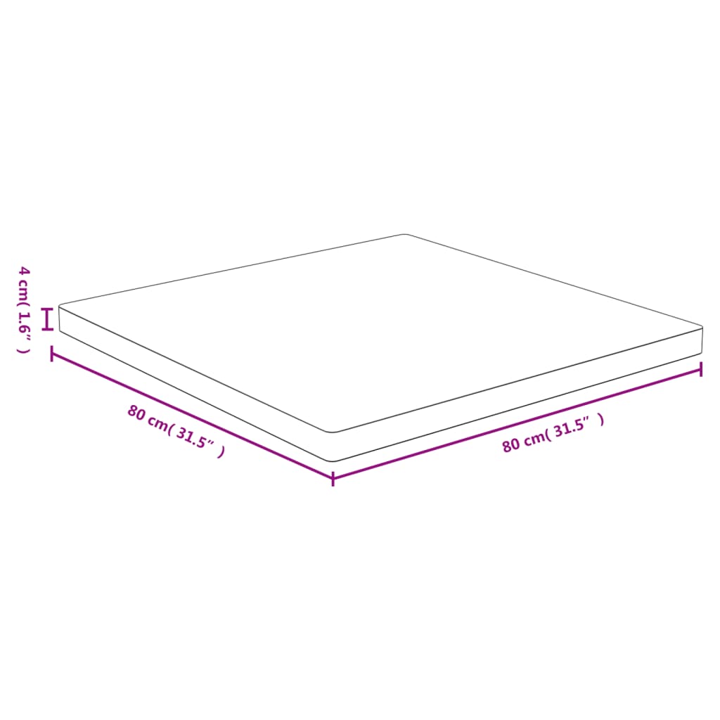 vidaXL galda virsma, 80x80x4 cm, bambuss