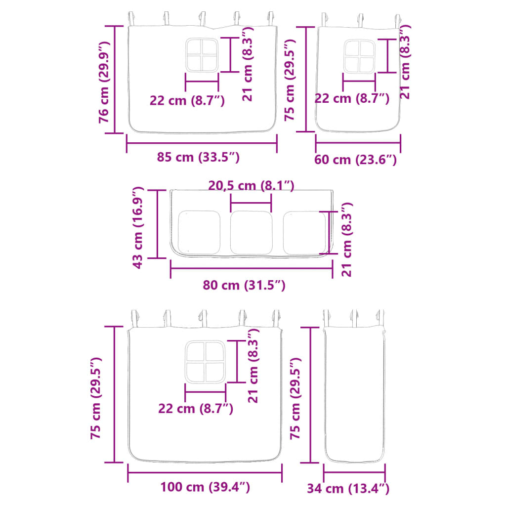 vidaXL augstā gulta ar aizkariem un slidkalniņu zils 80x200 cm priede