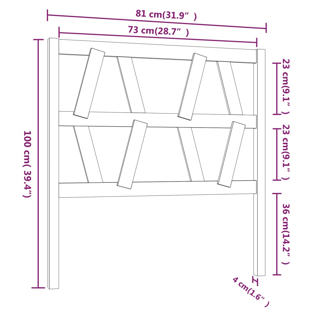 vidaXL gultas galvgalis, medus brūns, 81x4x100 cm, priedes masīvkoks