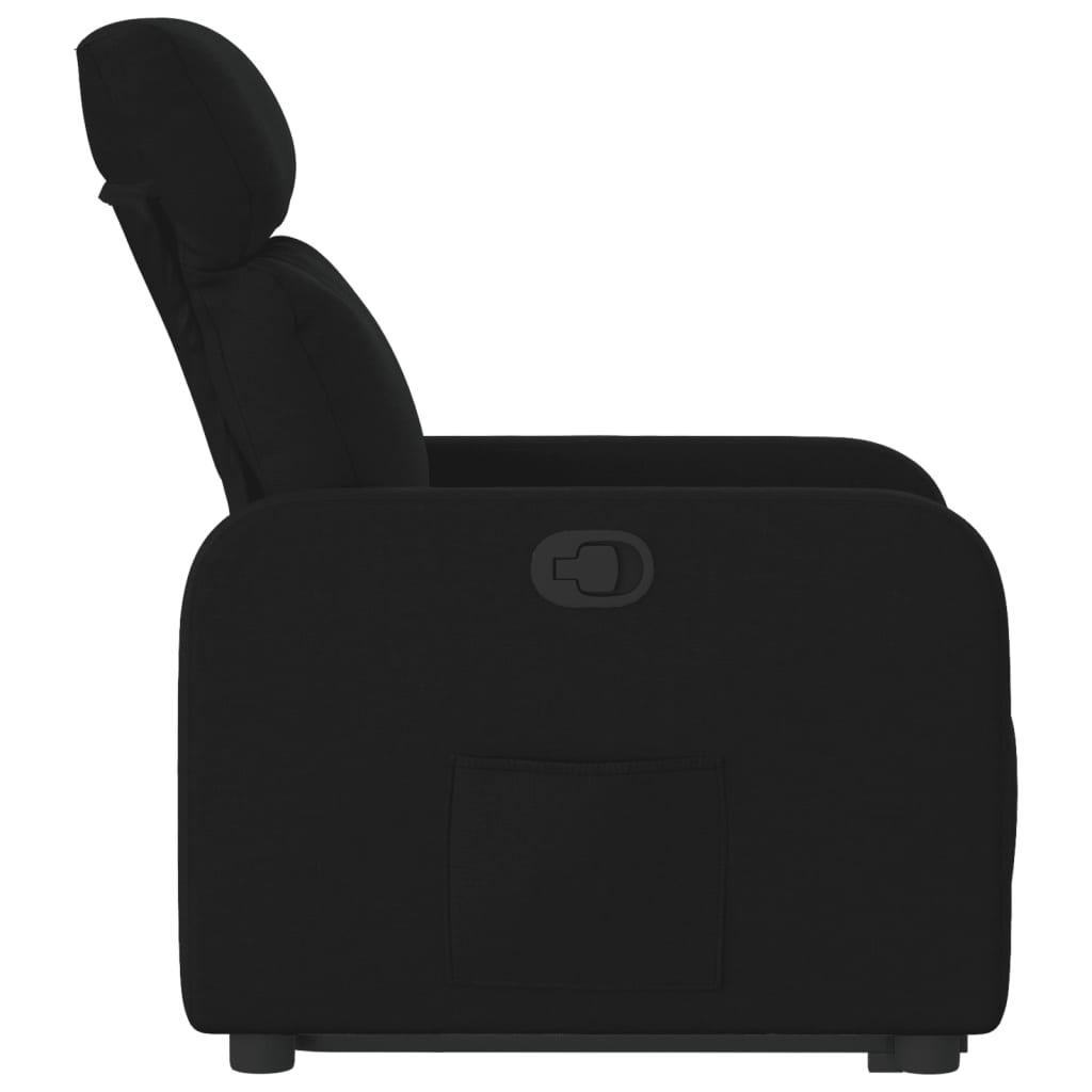 vidaXL atpūtas krēsls, paceļams, atgāžams, melns audums