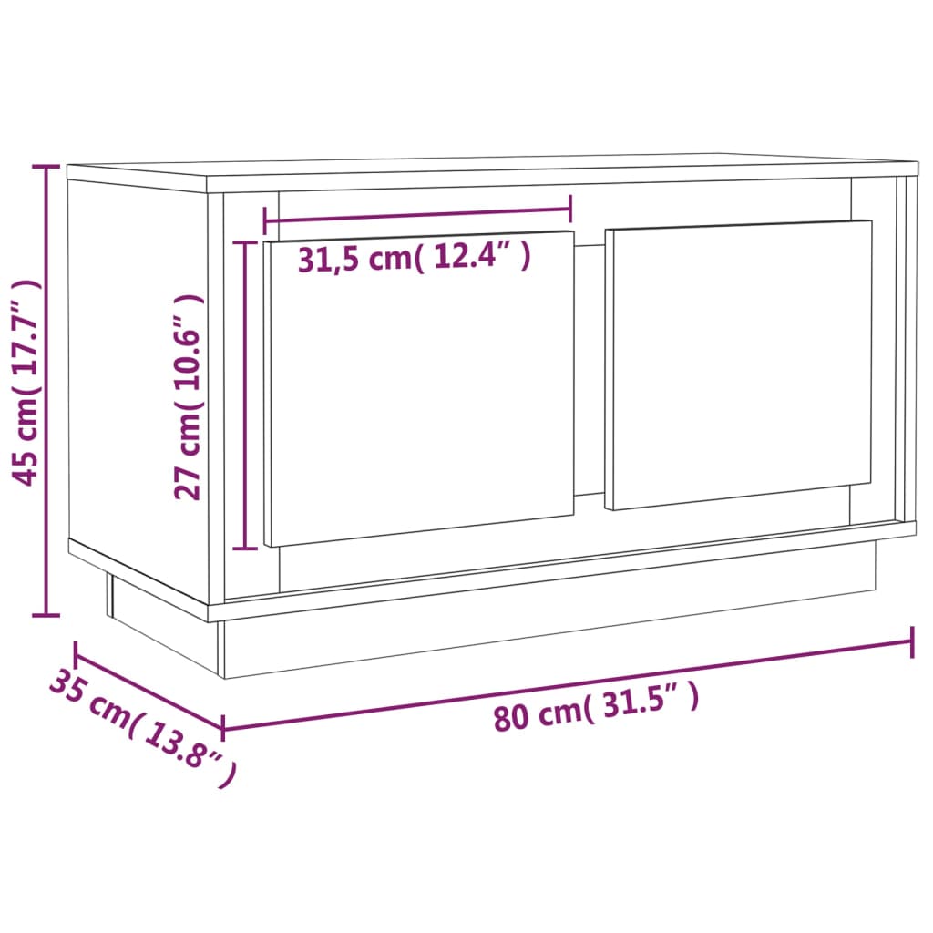 vidaXL TV plaukts, pelēka ozola, 80x35x45 cm, inženierijas koks