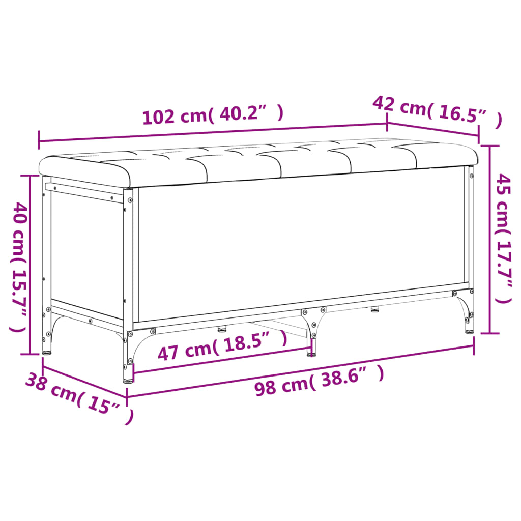 vidaXL uzglabāšanas sols, ozolkoka, 102x42x45 cm, inženierijas koks