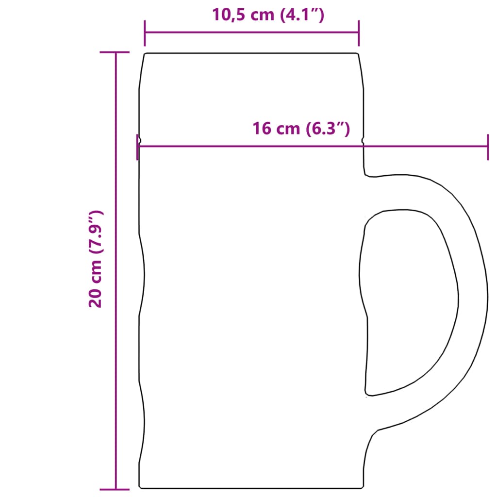 vidaXL alus kausi ar rokturi, 6 gab., 1000 ml