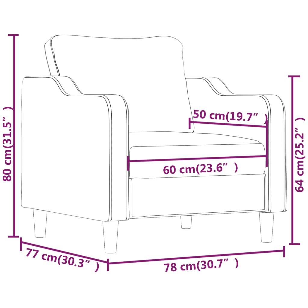 vidaXL atpūtas krēsls, 60 cm, brūns audums