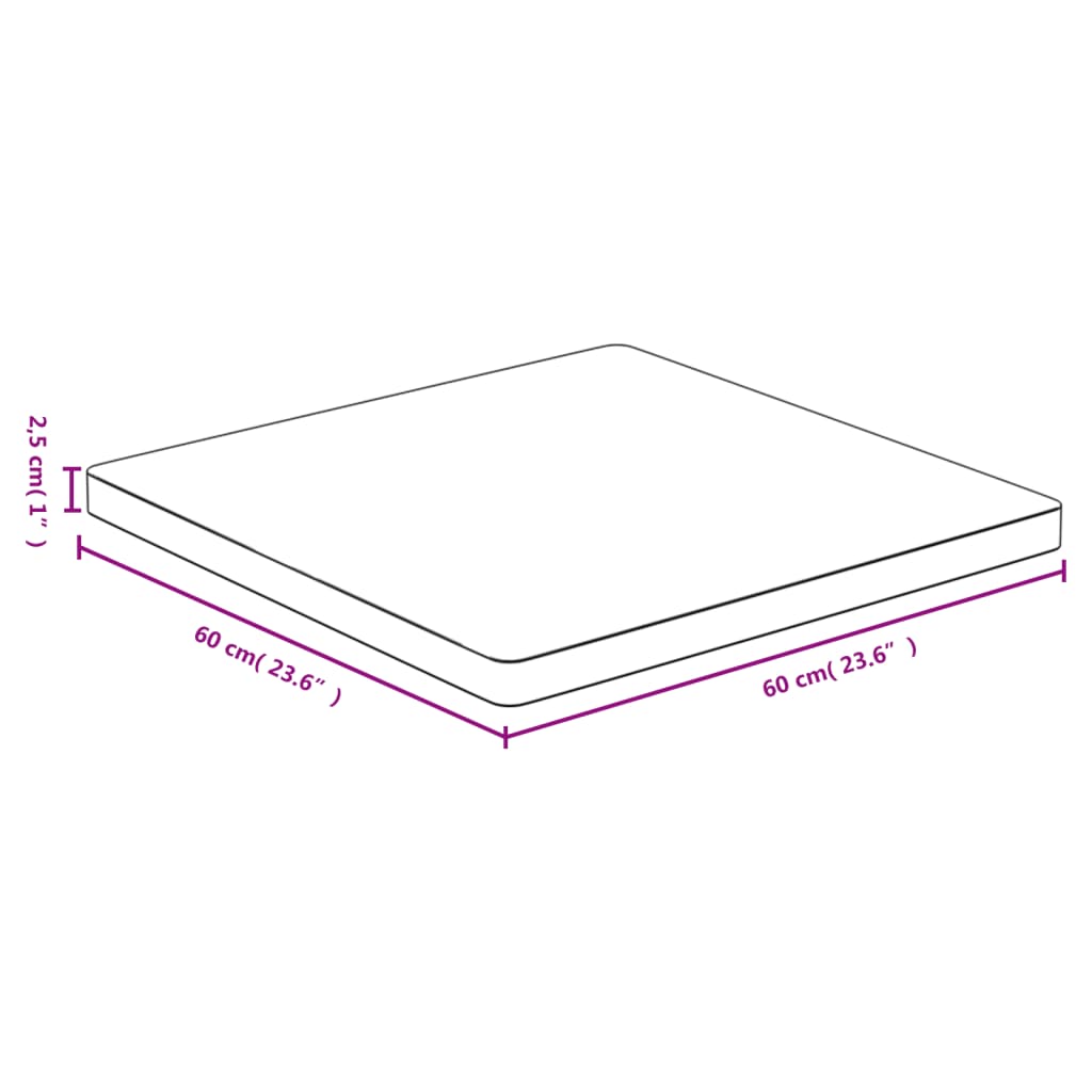 vidaXL galda virsma, 60x60x2,5 cm, bambuss