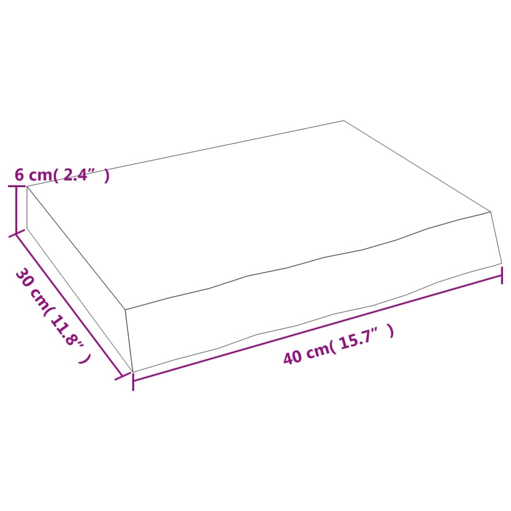 vidaXL sienas plaukts, 40x30x(2-6) cm, neapstrādāts ozola masīvkoks