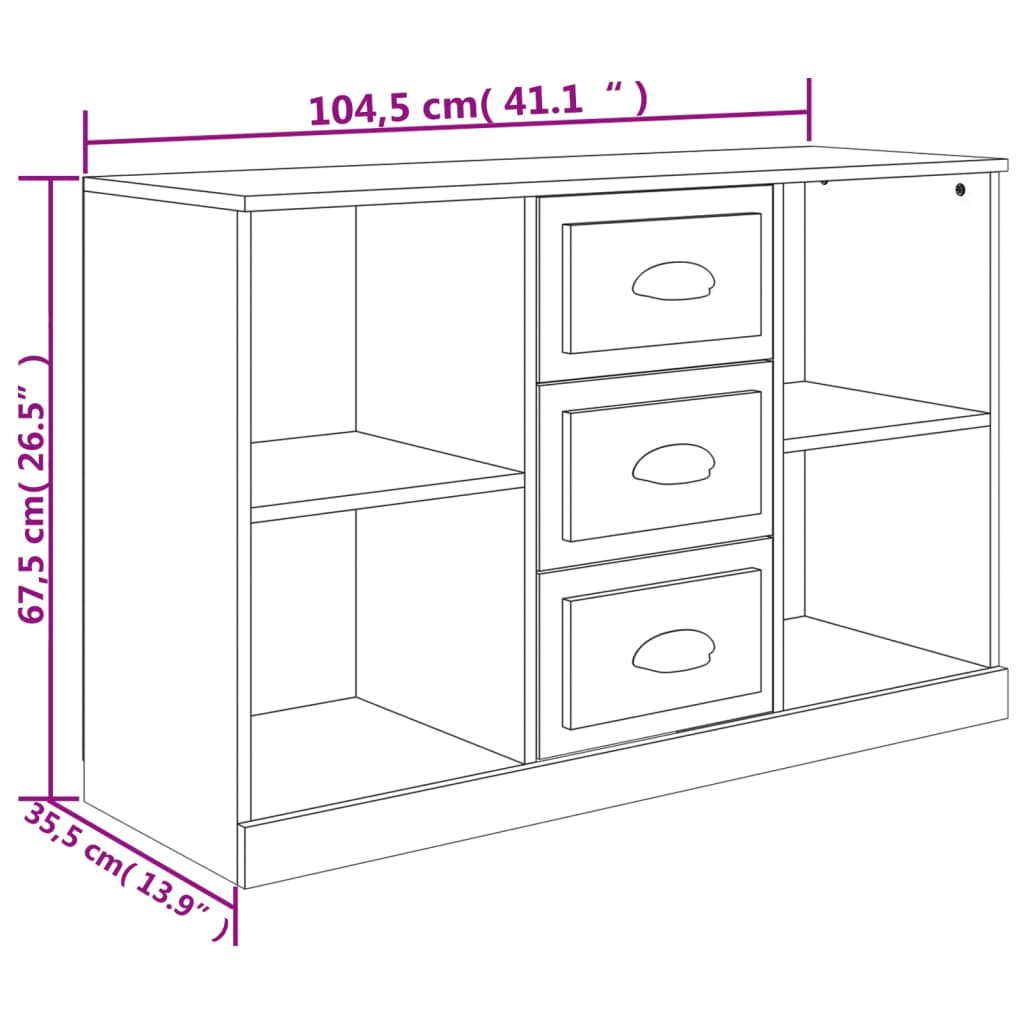 vidaXL kumode, ozolkoka krāsa, 104,5x35,5x67,5 cm, inženierijas koks