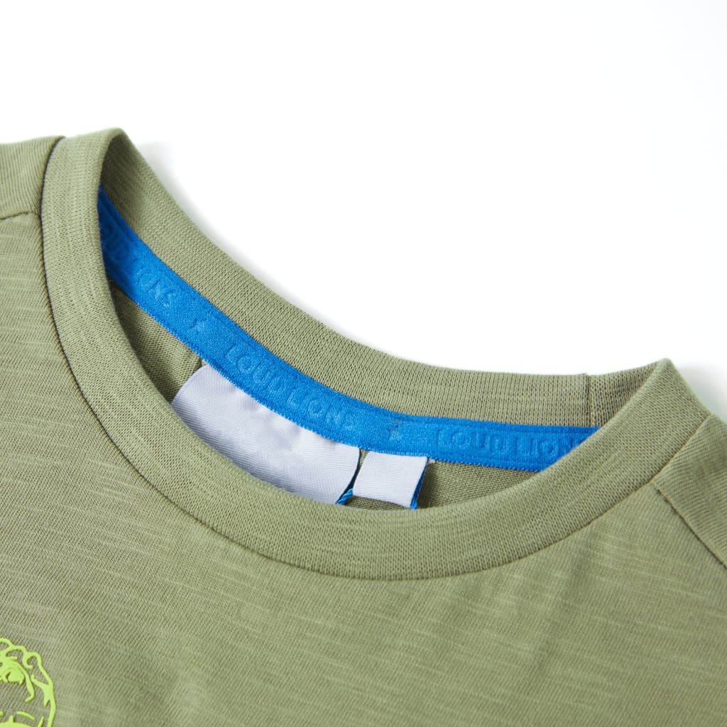 Bērnu krekls ar īsām piedurknēm, gaišs haki, 116