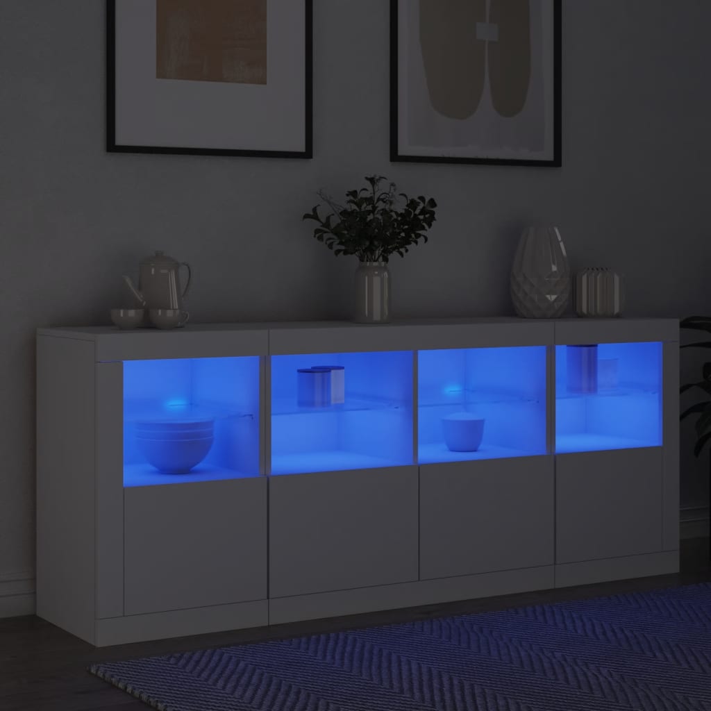 vidaXL kumode ar LED lampiņām, 163x37x67 cm, balta