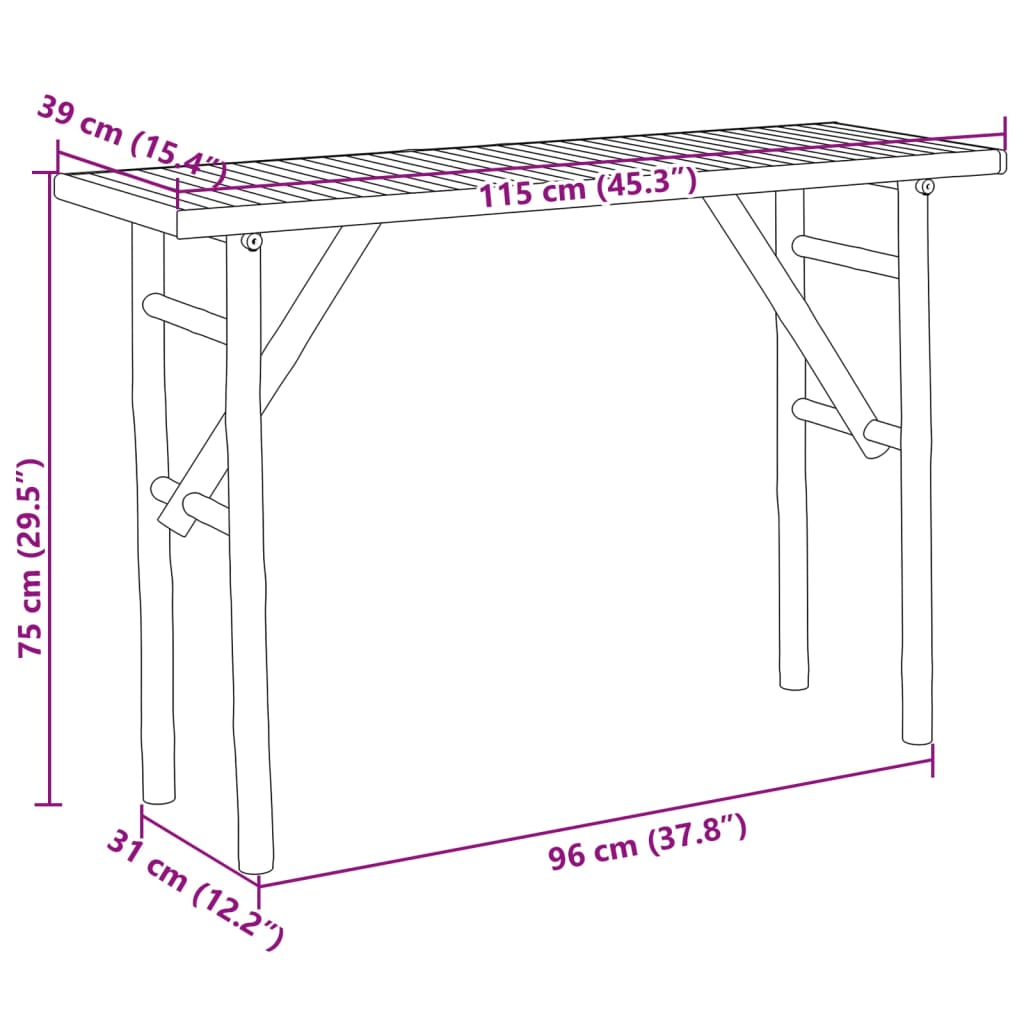 vidaXL konsoles galdiņš, 115x39x75 cm, bambuss