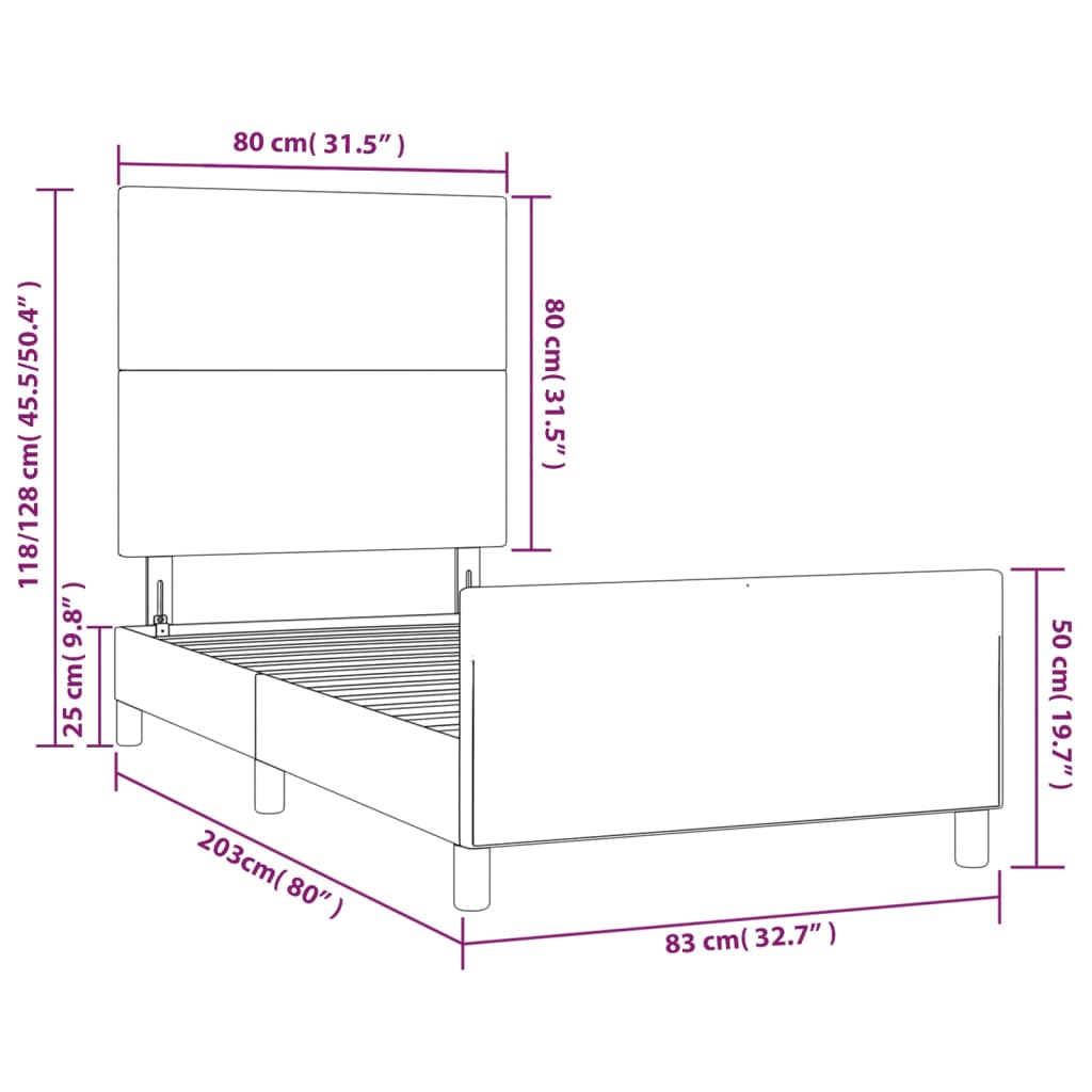 vidaXL gultas rāmis ar galvgali, pelēks, 80x200 cm, mākslīgā āda