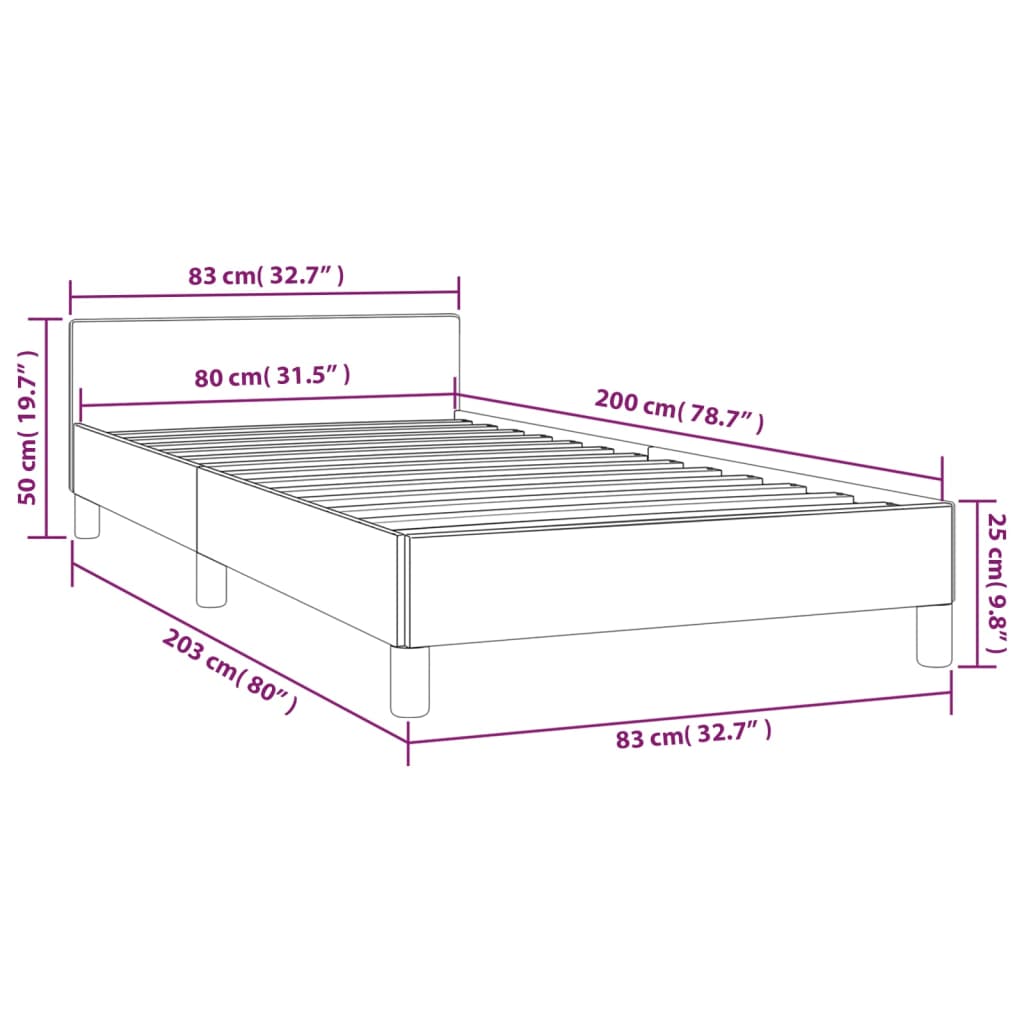 vidaXL gultas rāmis ar galvgali, tumši brūns, 80x200 cm, audums