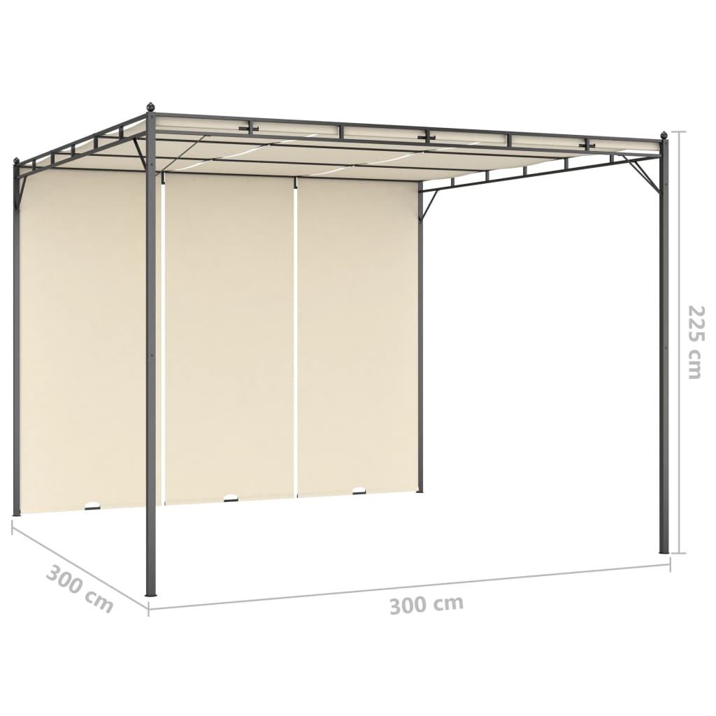 vidaXL dārza nojume ar sānu aizkariem, 3x3x2,25 m, krēmkrāsas