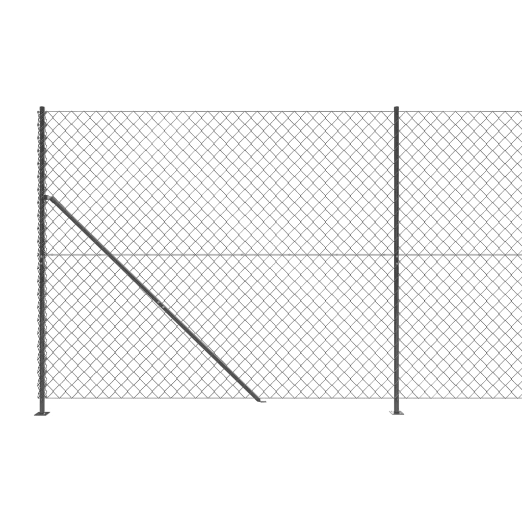 vidaXL stiepļu žogs ar atloku, 1,8x25 m, antracītpelēks